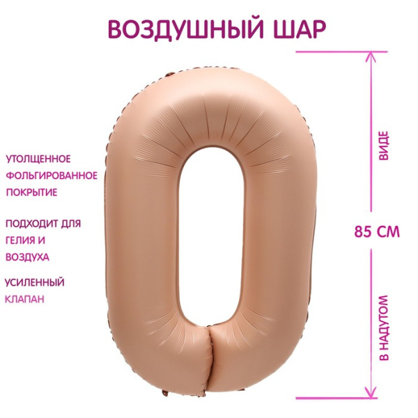 Шар (40''/102 см) Карамель, Цифра (Шар (40''/102 см) Карамель, Цифра (0))